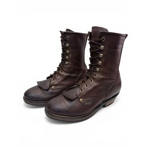 AdTec Kiltie Packer Western 9" Work Boots Womens size 8 Brown Leather Lace Up
